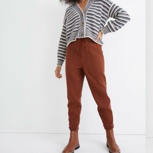 Madewell Waffleback Jogger Pants Mahogany Terracotta Relaxed Drawstring